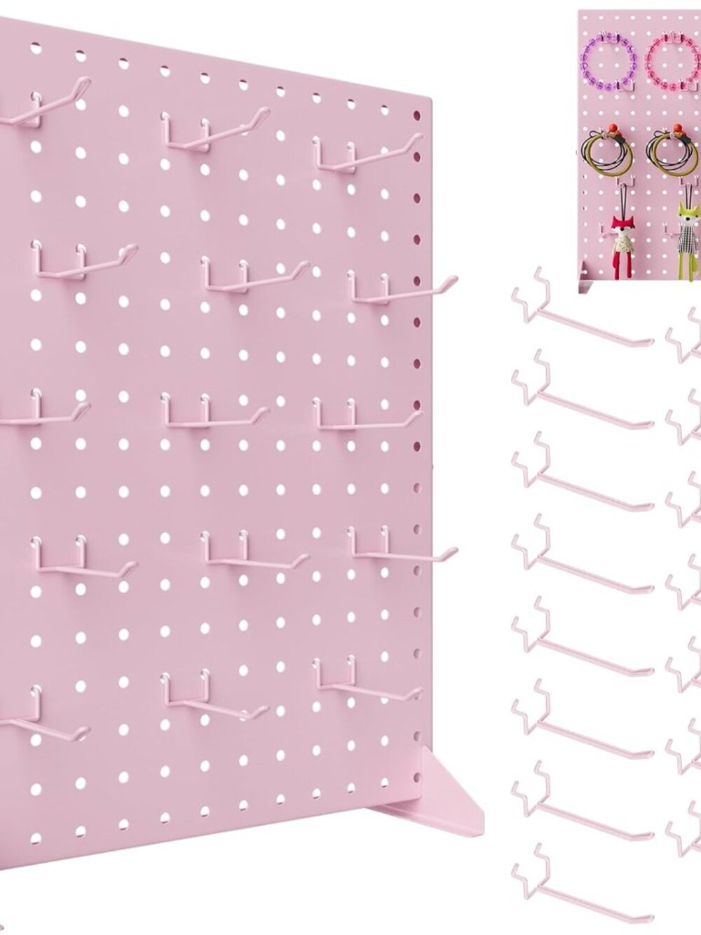 Peg Board Display Stand with 15 Hook,Tabletop Metal Pegboard Shelf for Craft Sho